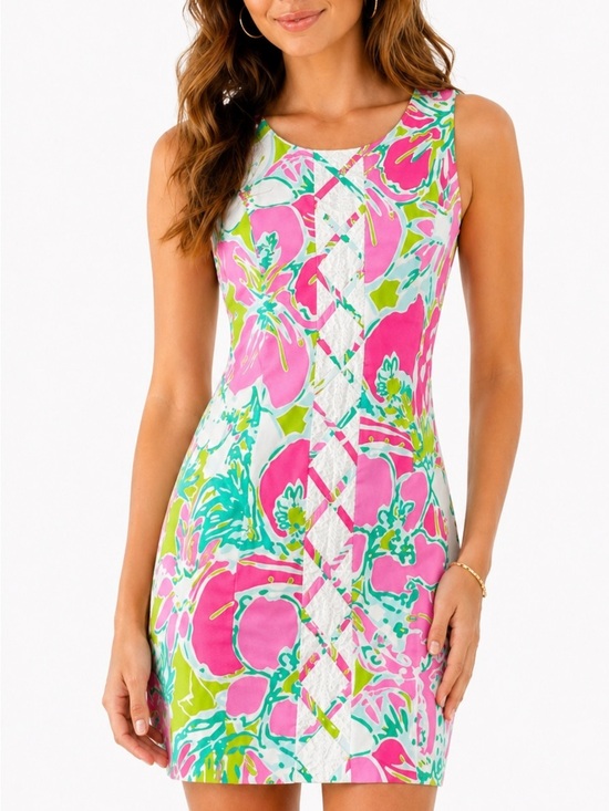 Lilly Pulitzer Dresses & Skirts - Lilly Pulitzer Cathy Shift Dress Dont Give A Cluck Cotton Resort Pink Green Sz 6